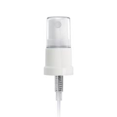 White PP 18-410 Ribbed Skirt Fine-Mist Fingertip Sprayer with Clear Overcap