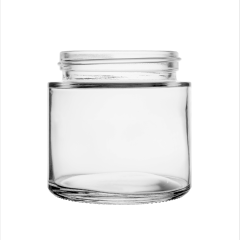 3oz 53mm extra wide clear glass jar with black CR cap