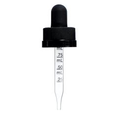 10 ml Black Child Resistant Graduated Glass Dropper (18-400)