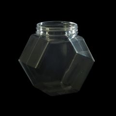 Hexagon PET Clear Snap Neck Jar, 30oz