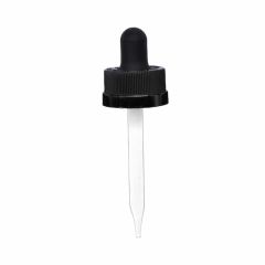 1 oz Black Child Resistant Glass Dropper (20-400) (French Square Bottle)