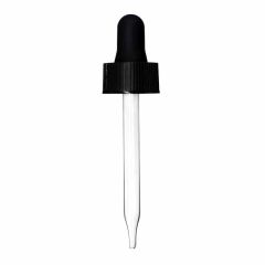 1 oz Black Glass Dropper (20-400) (Ribbed)