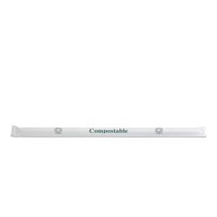 10 in. White Super Jumbo Straw, Compostable