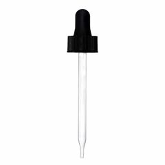 2 oz Black Glass Dropper (20-400) (Ribbed)