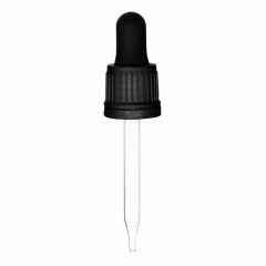 1 oz Black Glass Dropper with Tamper Evident Seal (18-400)