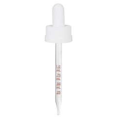 2 oz White Medical Grade Child Resistant Graduated Glass Dropper with Long Bulb (20-400)