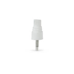 20-410 White PP Ribbed Skirt Fine Mist Fingertip Sprayer with 90mm Dip Tube Clear Overcap