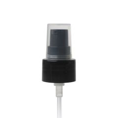 24-410 Black Smooth Skirt Dispensing Treatment Pump with Clear Cap and 178mm Dip Tube