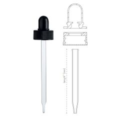 Straight Pipette US Drawn Tip, 76mm unprinted, nitrile bulb black matte