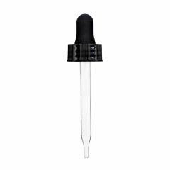 1 oz Black Glass Dropper (20-400) (Semi-Ribbed)