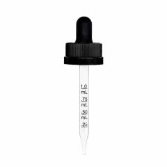 1 oz Black Child Resistant Graduated Glass Dropper (20-400)