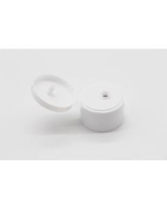 28-410 White PP Smooth Top, Smooth Sided Flip Top Cap