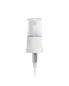 White PP 18-410 Ribbed Skirt Fine-Mist Fingertip Sprayer with Clear Overcap