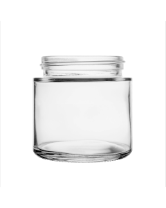 3oz 53mm extra wide clear glass jar with black CR cap