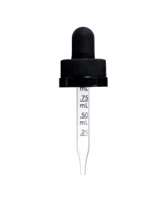 10 ml Black Child Resistant Graduated Glass Dropper (18-400)