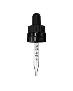 0.5 oz Black Child Resistant with Tamper Evident Seal Graduated Glass Dropper (18-400)