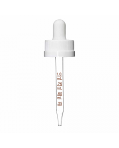 1 oz White Child Resistant Graduated Glass Dropper (20-400)