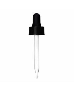 1 oz Black Glass Dropper (20-400) (Ribbed)