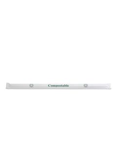 10 in. White Super Jumbo Straw, Compostable