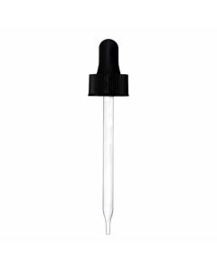 2 oz Black Glass Dropper (20-400) (Ribbed)