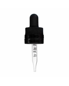 10 ml Black Child Resistant with Tamper Evident Seal Graduated Glass Dropper (18-400)