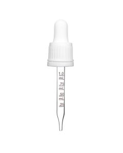 1 oz White Graduated Glass Dropper with Tamper Evident Seal (18-400)(HeavyDuty)