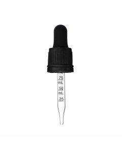 0.5 oz Black Graduated Glass Dropper with Tamper Evident Seal (18-400)