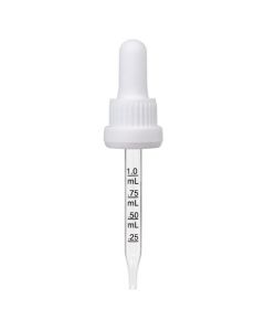 1 oz White Graduated Glass Dropper with Tamper Evident Seal (18-400)(Heavy Duty)