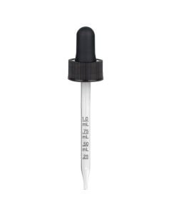 2 oz Black Graduated Glass Dropper (20-400) (Ribbed)