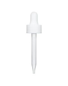 1 oz White Glass Dropper (20-400) (Semi-Ribbed)