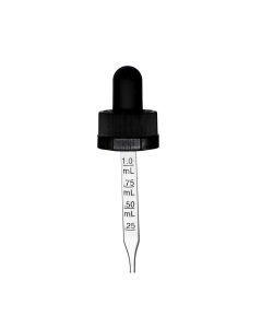 0.5 oz Black Child Resistant Glass Dropper (18-400)