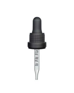 0.5 oz Black Graduated Glass Dropper with Tamper Evident Seal (18-400)(Heavy Duty)