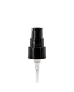 Black 20-410 Smooth Skirt Dispensing Treatment Pump with Clear Cap and 115mm Dip Tube