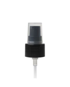 24-410 Black Smooth Skirt Dispensing Treatment Pump with Clear Cap and 178mm Dip Tube