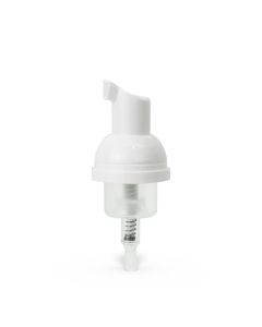 30mm White Smooth Skirt Foamer Pump with Clear Dome Plastic Cap and 2-inch Dip Tube