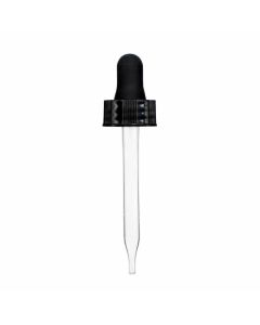 1 oz Black Glass Dropper (20-400) (Semi-Ribbed)