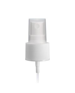 White PP 24-410 Ribbed Skirt Fine Mist Fingertip Sprayer with 175mm Dip Tube Clear Overcap