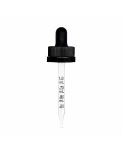 1 oz Black Child Resistant Graduated Glass Dropper (20-400)